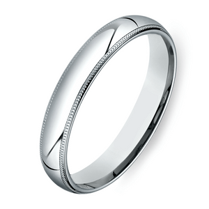 Gold wedding Bands White Milgrain Comfort Fit-4.0MM