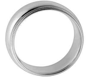 Gold wedding Bands White Milgrain Comfort Fit-6MM