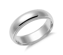 Load image into Gallery viewer, Gold wedding Bands White Milgrain Comfort Fit-6MM
