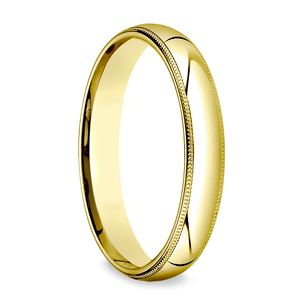 Gold wedding Bands Yellow Milgrain Comfort Fit-4.0MM