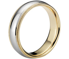 Load image into Gallery viewer, Dome Inlay Milgrain Wedding Ring Comfort Fit 2 Tones-6MM
