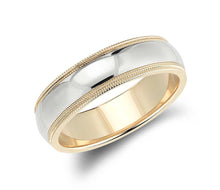 Load image into Gallery viewer, Dome Inlay Milgrain Wedding Ring Comfort Fit 2 Tones-6MM
