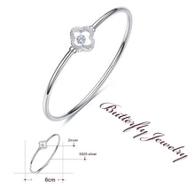 Load image into Gallery viewer, 925 Silver Bangle Clover leaf Pave with AAA-Zircon Made with &quot;Crossfor Component&quot;-Dancing Stones
