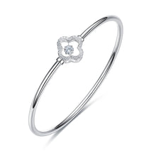 Load image into Gallery viewer, 925 Silver Bangle Clover leaf Pave with AAA-Zircon Made with &quot;Crossfor Component&quot;-Dancing Stones
