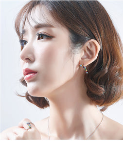 925 Sterling Silver Multi colors Earrings Made with Crystal From Swarovski(R)