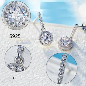 925 Sterling Silver HALO Round Earrings Made with AAA-Zirconium