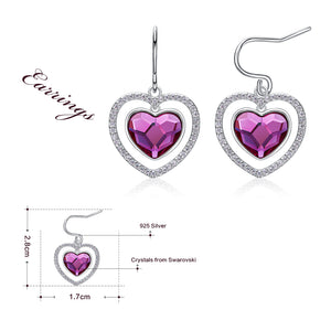 925 Sterling Silver Heart Earrings Made with Crystal From Swarovski(R) Rose