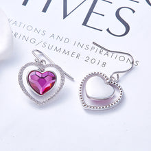 Load image into Gallery viewer, 925 Sterling Silver Heart Earrings Made with Crystal From Swarovski(R) Rose
