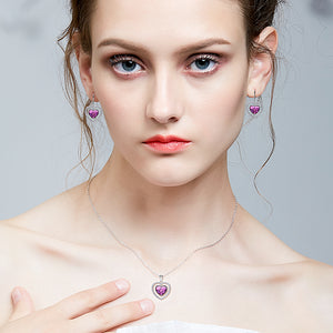 925 Sterling Silver Heart Earrings Made with Crystal From Swarovski(R) Rose