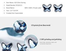 Load image into Gallery viewer, Silver 925 Butterfly Earrings Made with Sapphire Crystals From SWAROVSKI(R)
