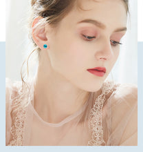 Load image into Gallery viewer, Silver Studs 6 mm Made with Crystals From SWAROVSKI(R)-Aquamarine
