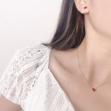 Load image into Gallery viewer, 925 Sterling Silver HEART Set Made with Ruby Crystals from Swarovski(R)
