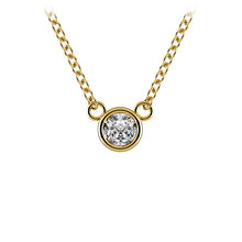 Charger l&#39;image dans la galerie, Round Bezel Yellow14K Gold Diamond Solitaire Pendant
