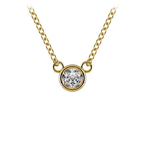 Round Bezel Yellow14K Gold Diamond Solitaire Pendant
