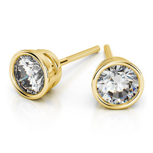 Bezel Diamond Stud Earrings In Yellow 14K Gold