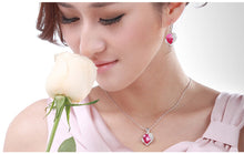 Load image into Gallery viewer, Stainless Steel Heart Earrings Made with Crystal from SWAROVSKI®-Rose
