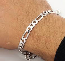 Load image into Gallery viewer, Sterling Silver 7.0 mm Figaro Bracelet
