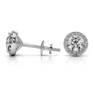 Halo Diamond Stud Earrings In White 14K Gold