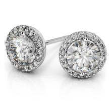 Charger l&#39;image dans la galerie, Halo Diamond Stud Earrings In White 14K Gold
