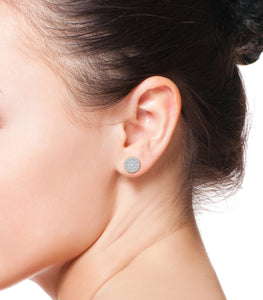 Halo Diamond Stud Earrings In White 14K Gold