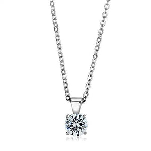 925 Sterling Silver Chain Pendant Rhodium Women AAA Grade CZ Clear (6mm)