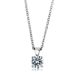 925 Sterling Silver Chain Pendant Rhodium Women AAA Grade CZ Clear (8mm)