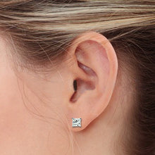 Load image into Gallery viewer, Princess Cut Diamond Stud Earrings In White 14K Gold
