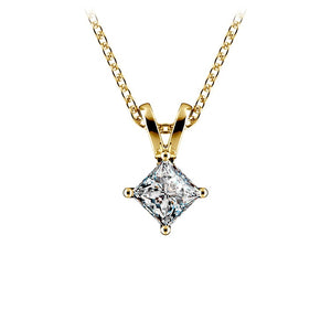 Princess Yellow 14K Gold Diamond Solitaire Pendant
