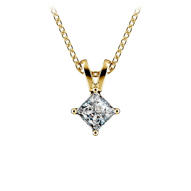 Princess Yellow 14K Gold Diamond Solitaire Pendant