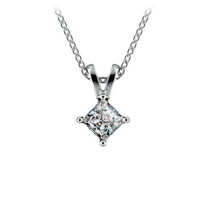 Princess Diamond Solitaire Pendant In White Gold