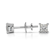 Load image into Gallery viewer, Princess Cut Diamond Stud Earrings In White 14K Gold
