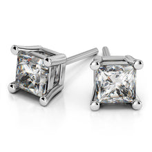 Load image into Gallery viewer, Princess Cut Diamond Stud Earrings In White 14K Gold
