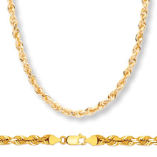 Load image into Gallery viewer, 10K Yellow Gold 7MM Hollow Rope Chain Necklace
