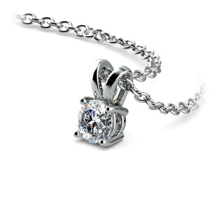 Round White 14K Gold Diamond Solitaire Pendant
