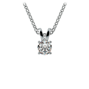 Round White 14K Gold Diamond Solitaire Pendant