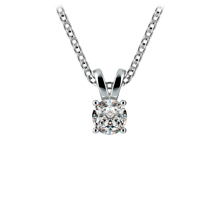 Round White 14K Gold Diamond Solitaire Pendant