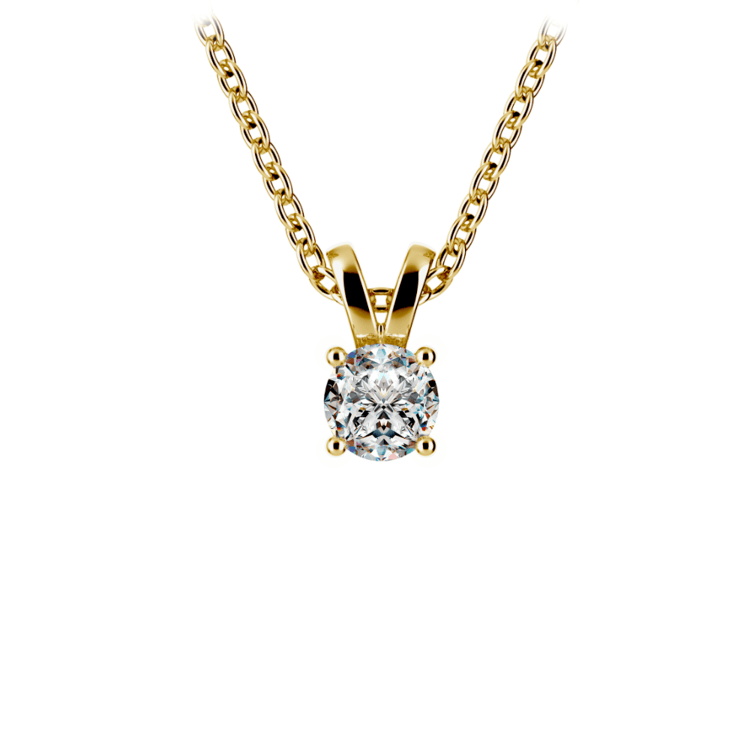 Round Yellow 14K Gold Diamond Solitaire Pendant